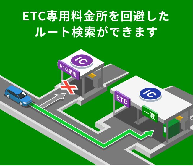 ETC専用料金所を回避するルートを検索できるようになりました